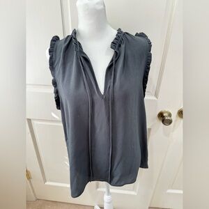 Thyme Women's Ruffled Sleeveless Top - Gray, size L